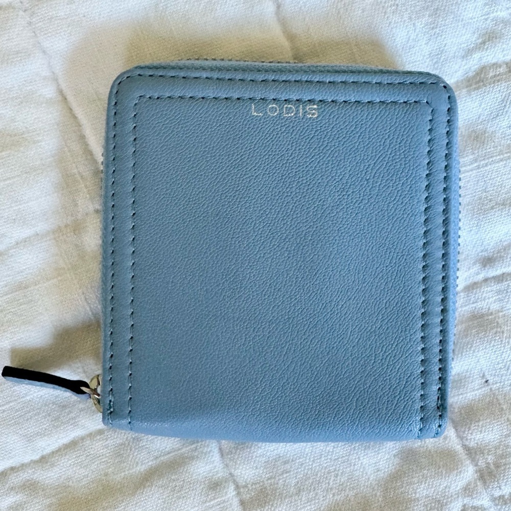 Lodis Leslie Square Zip Around Leather Wallet in Periwinkle